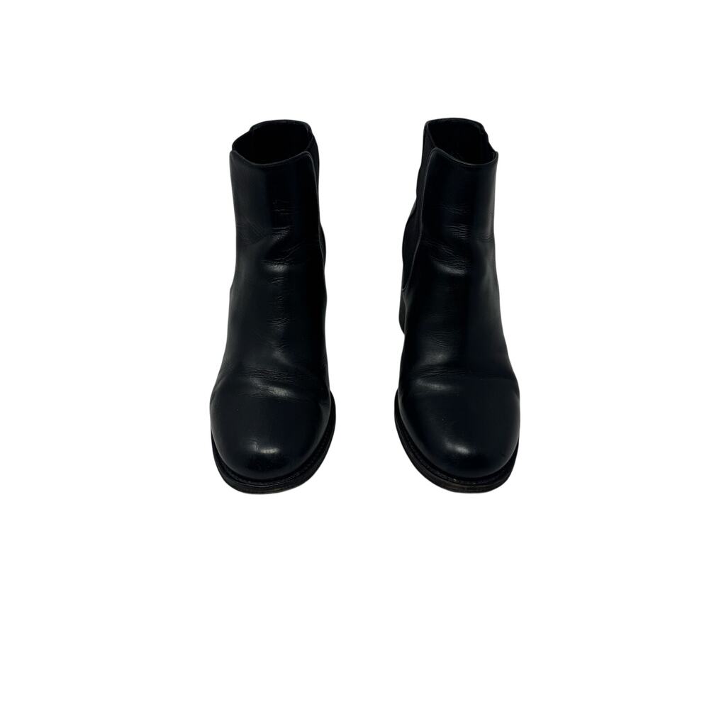 Chanel Black Leather Ankle Boots CC Logo Block Heel Booties Size 38C - Picture 3 of 10